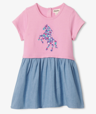 Floral horse toddler layered dress