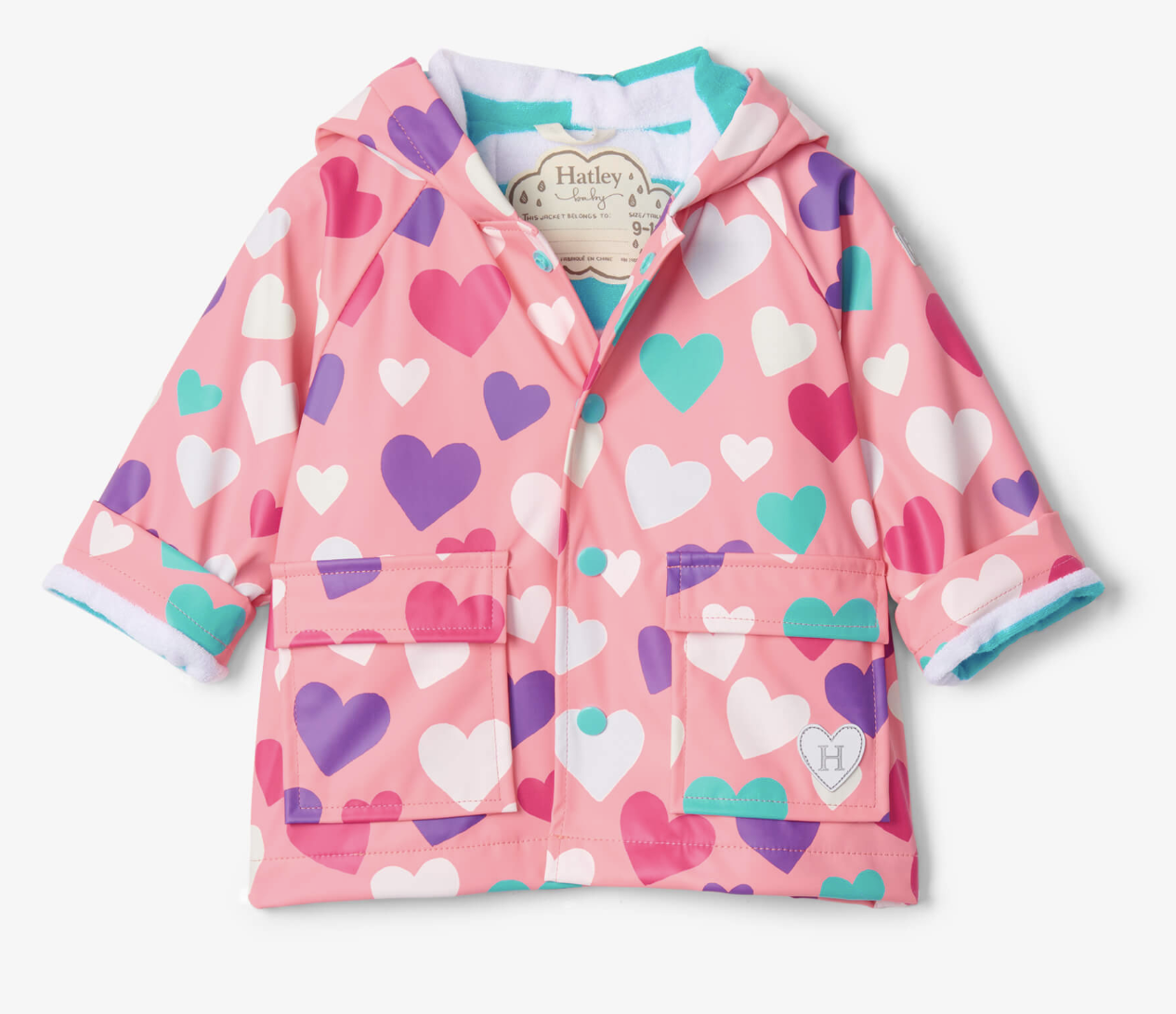 Colorful hearts baby raincoat