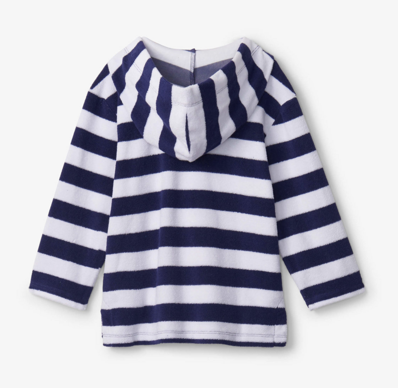 Nautical stripes terry pull over hoodie