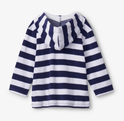 Nautical stripes terry pull over hoodie