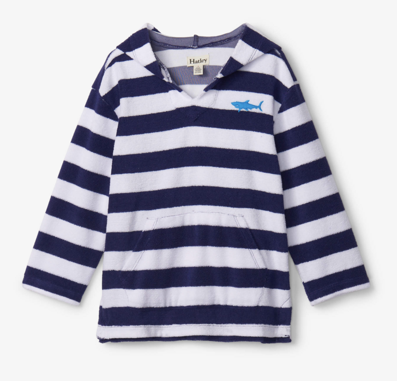 Nautical stripes terry pull over hoodie