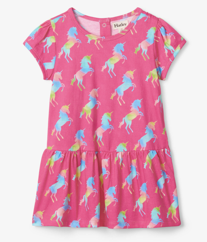 Unicorn rainbow toddler gathered dress