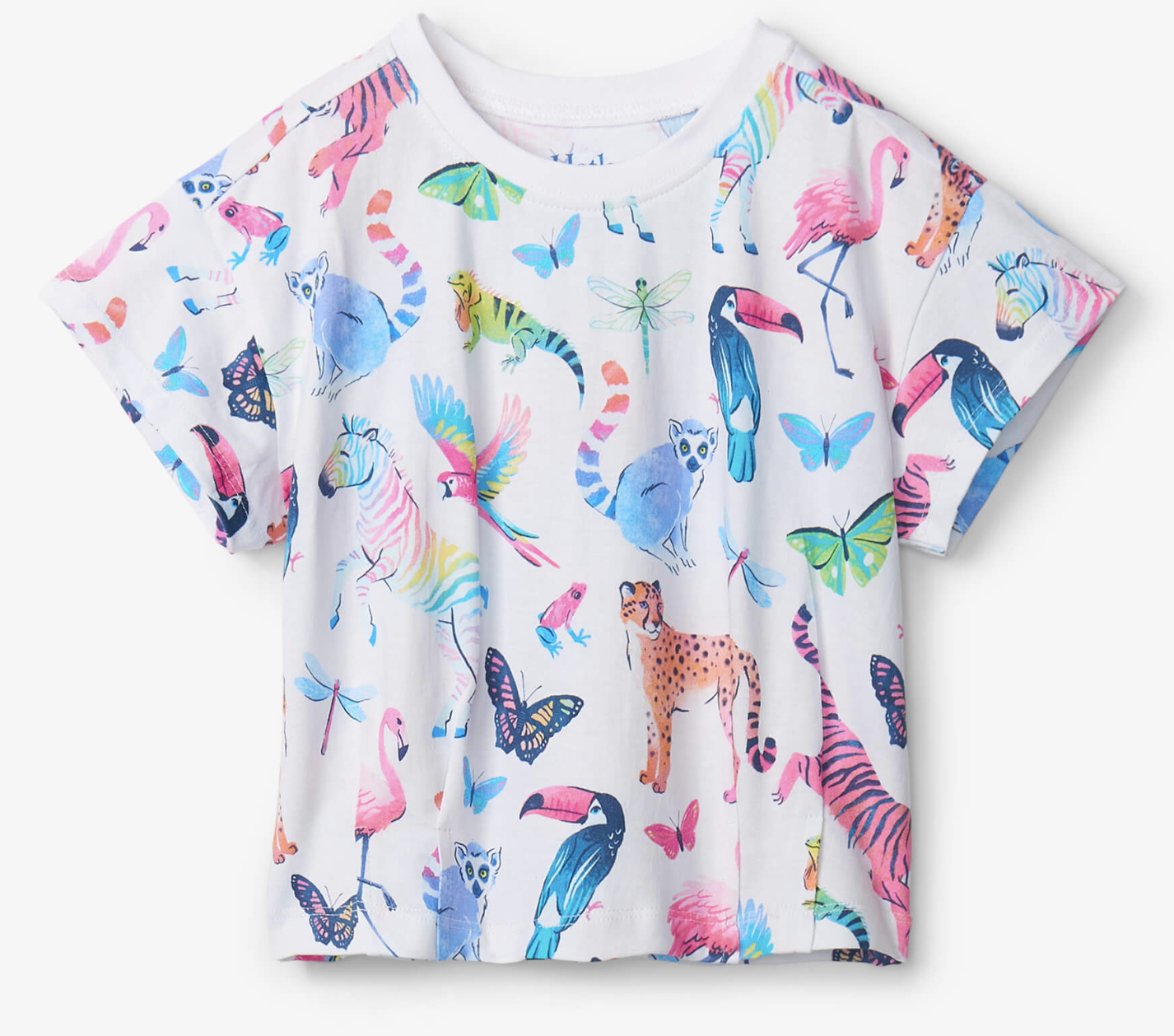 Watercolor jungle pleated slouchy tee
