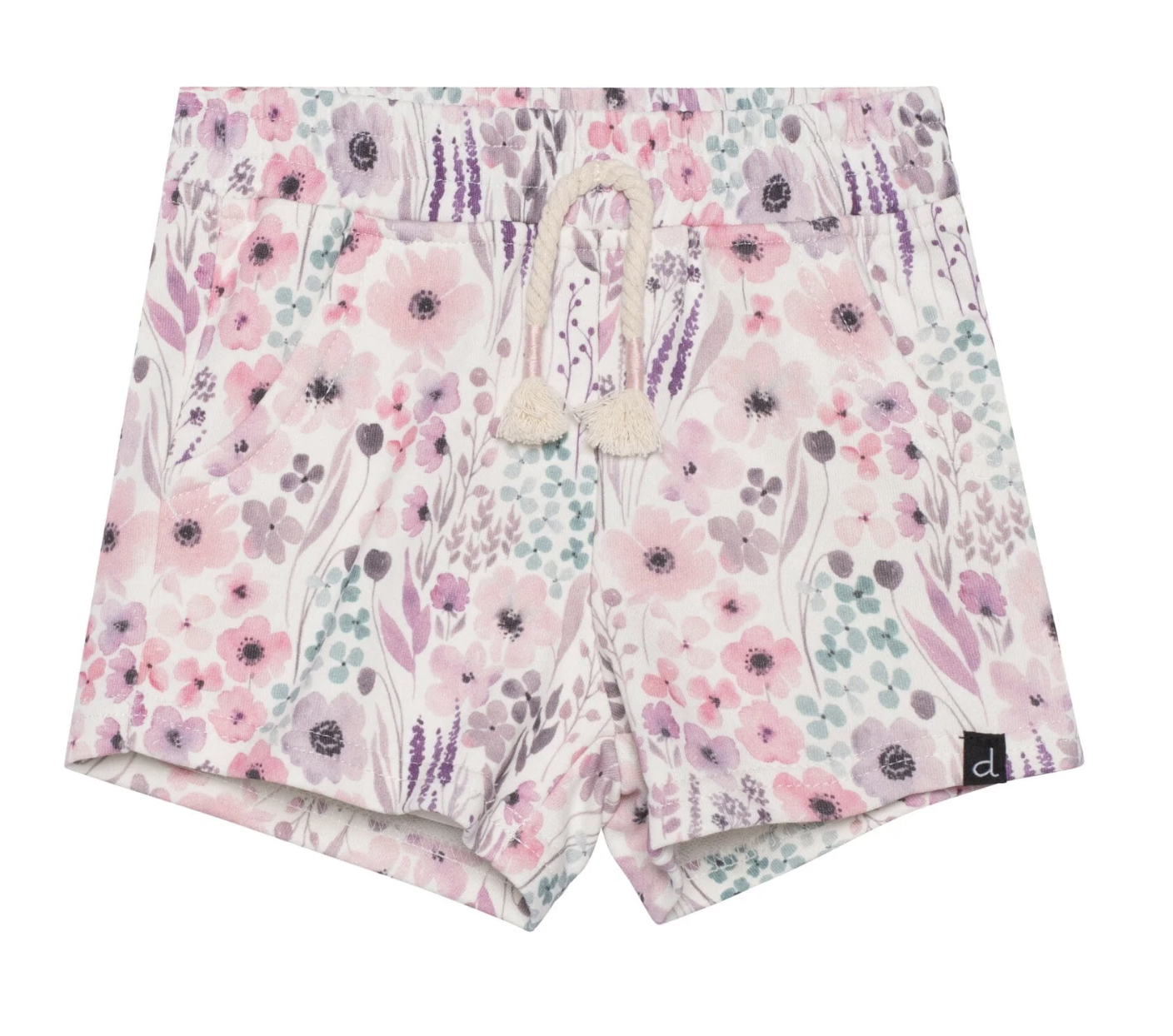 Watercolor flowers printed shorts w/pockets