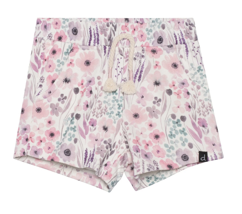 Watercolor flowers printed shorts w/pockets