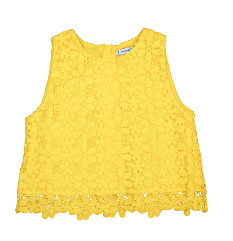yellow guipure top 6064