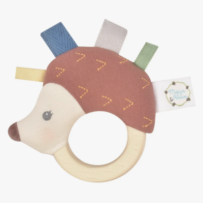 Ethan the Hedgehog Plush Rattle With Rubber Teether
