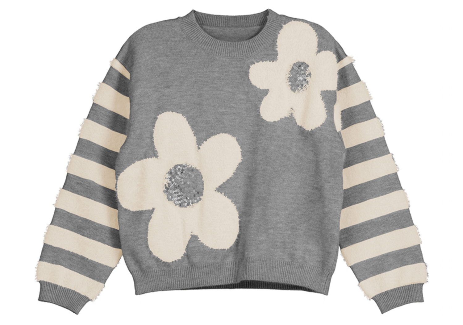 4306 grey flower sweater