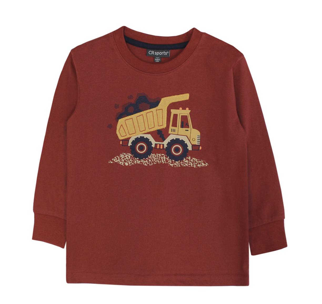 Dump truck print &amp; applique top brick