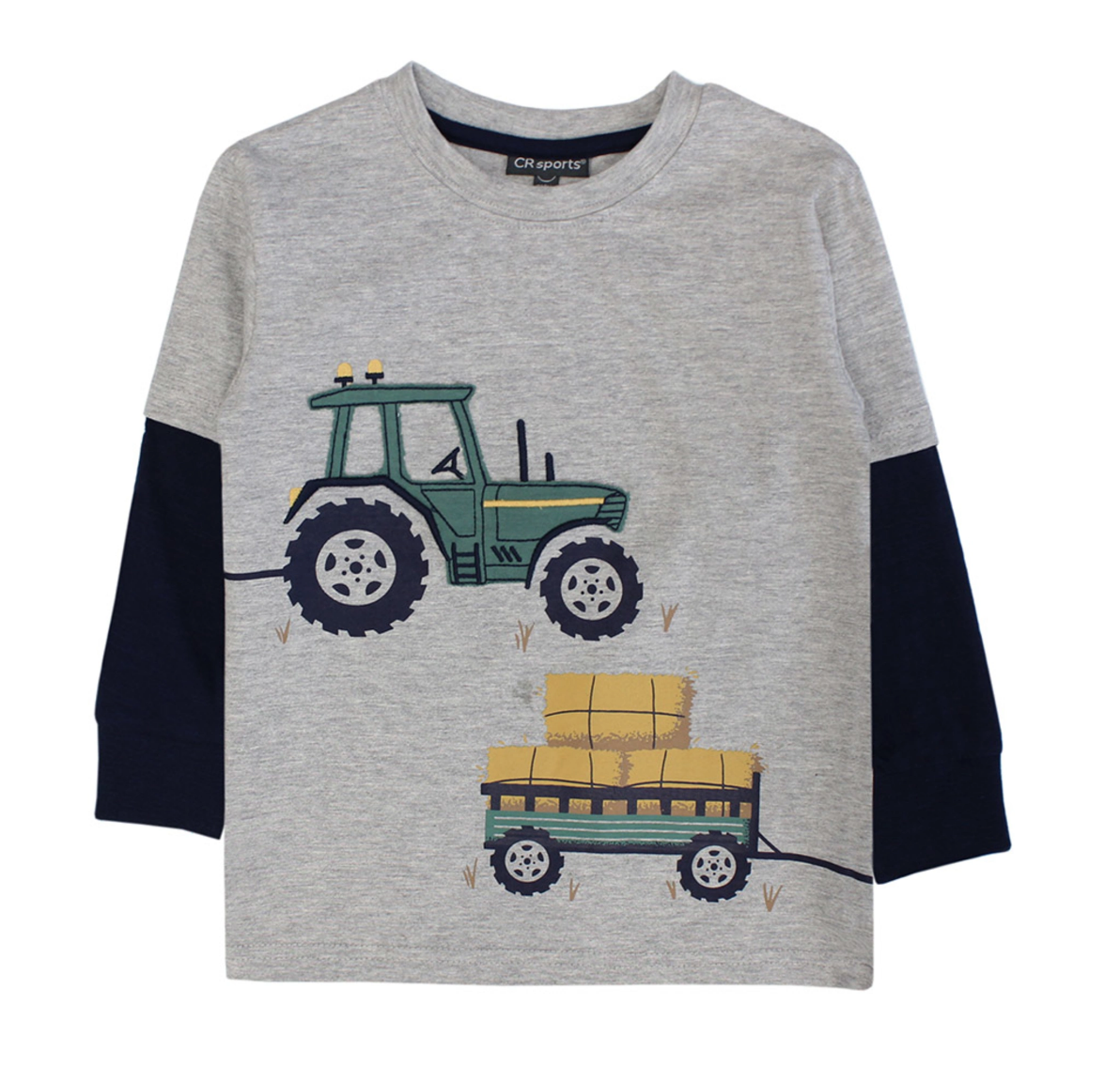Harvest tractor print heather grey
