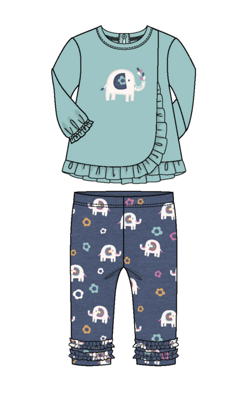 Tulip ruffle elephant applique top w/ leggings