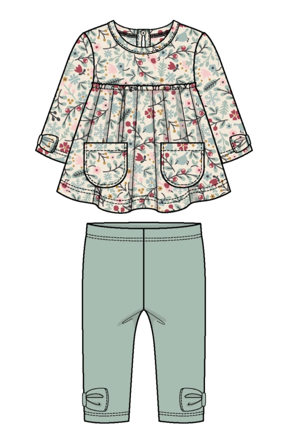 Holiday print tunic w/ leggings