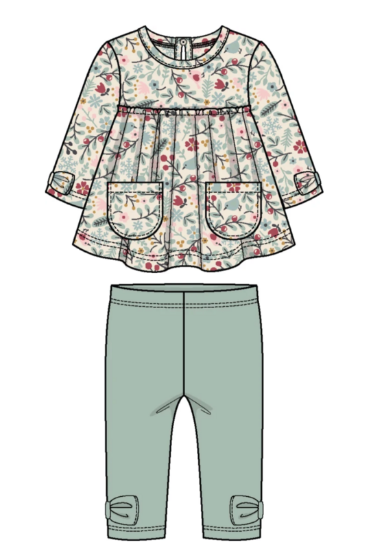 Holiday print tunic w/ leggings
