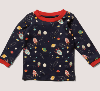 Outer Space Long Sleeve T-Shirt (red cuffs)