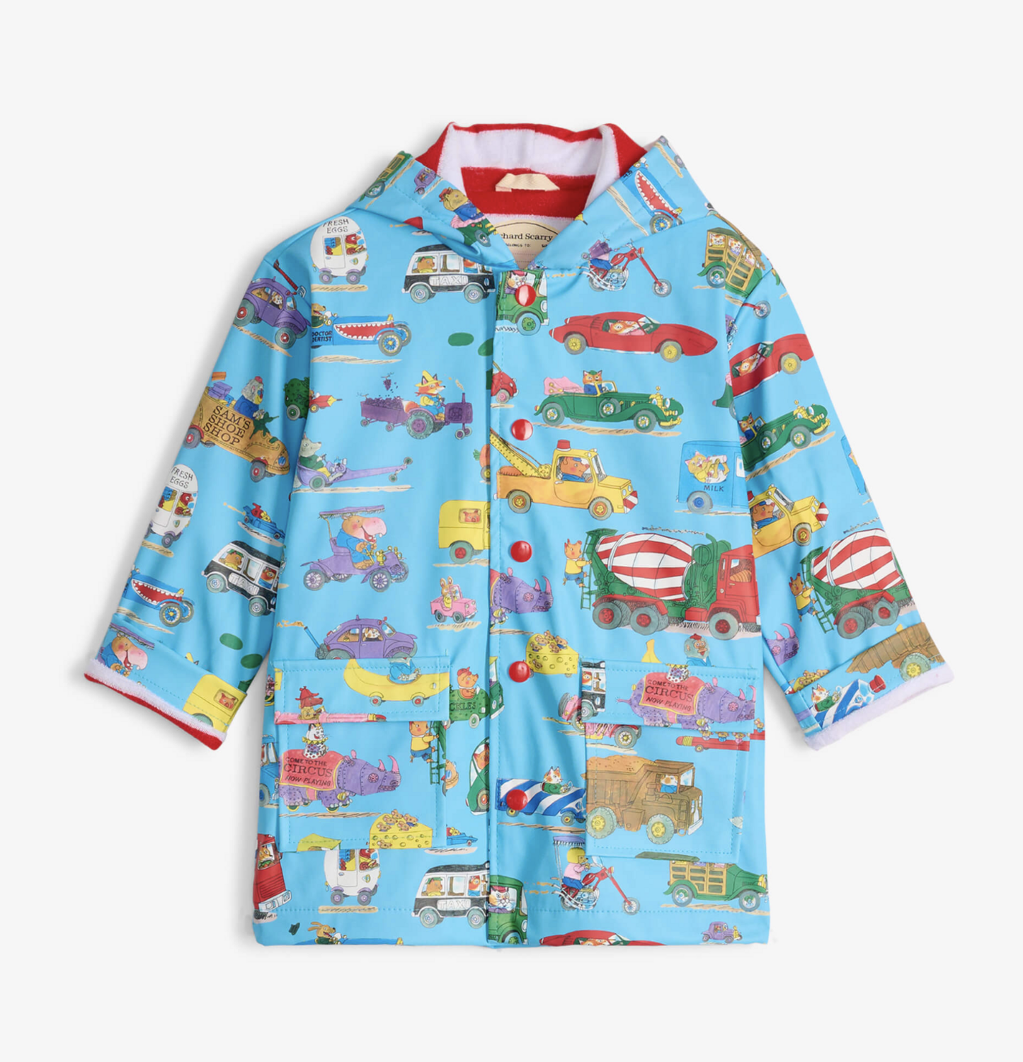 busy busy world rain coat