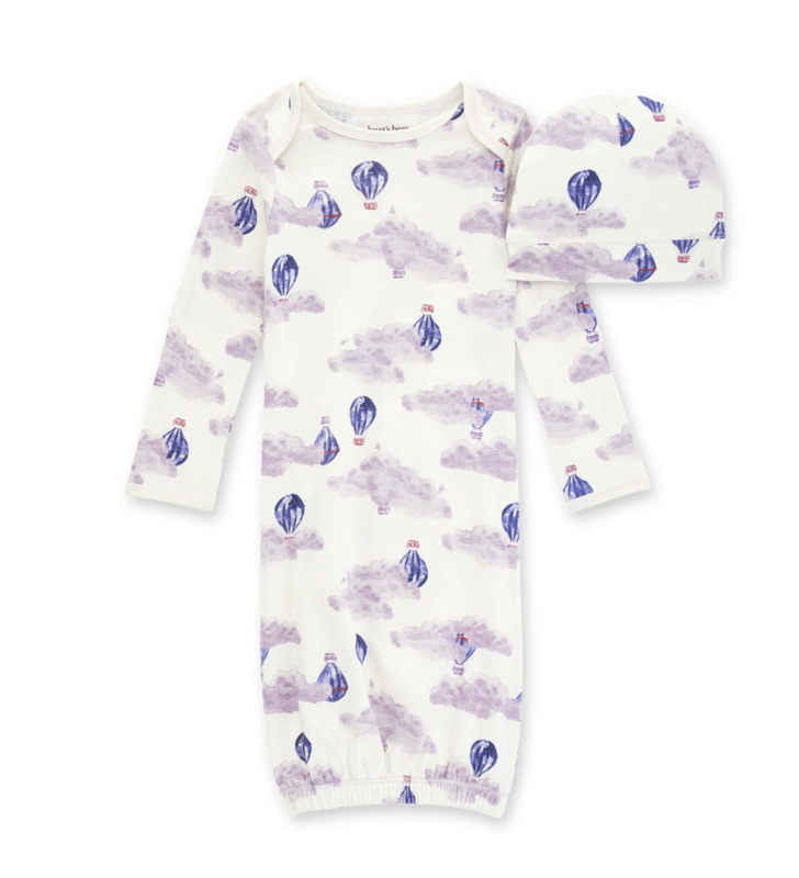 Burts Bees gown &amp; cap set 0-6 mos.