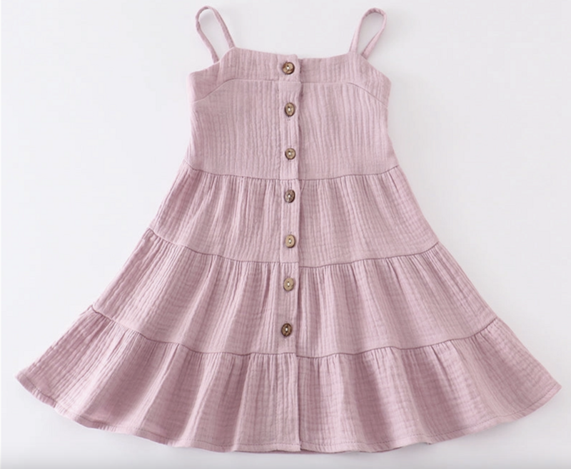 purple linen tiered dress 12mos