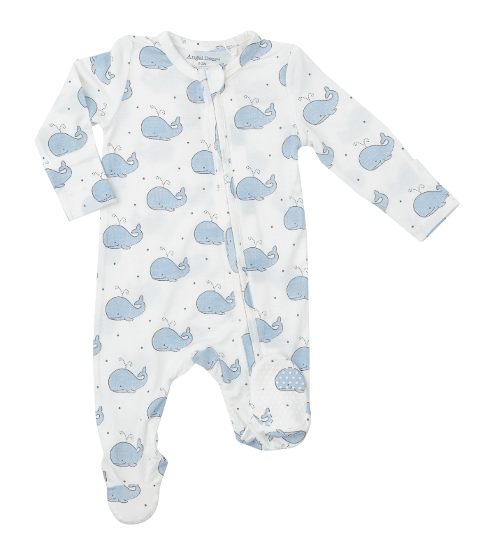 Bubbly Whales (Blue) 2 Way Zipper Footie