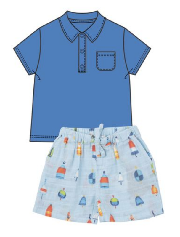 Muslin Short and Polo Shirt Set