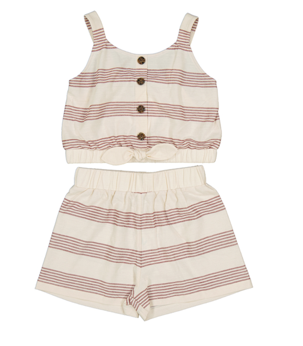 6276 Terracotta Striped Knit Tank &amp; Short Set