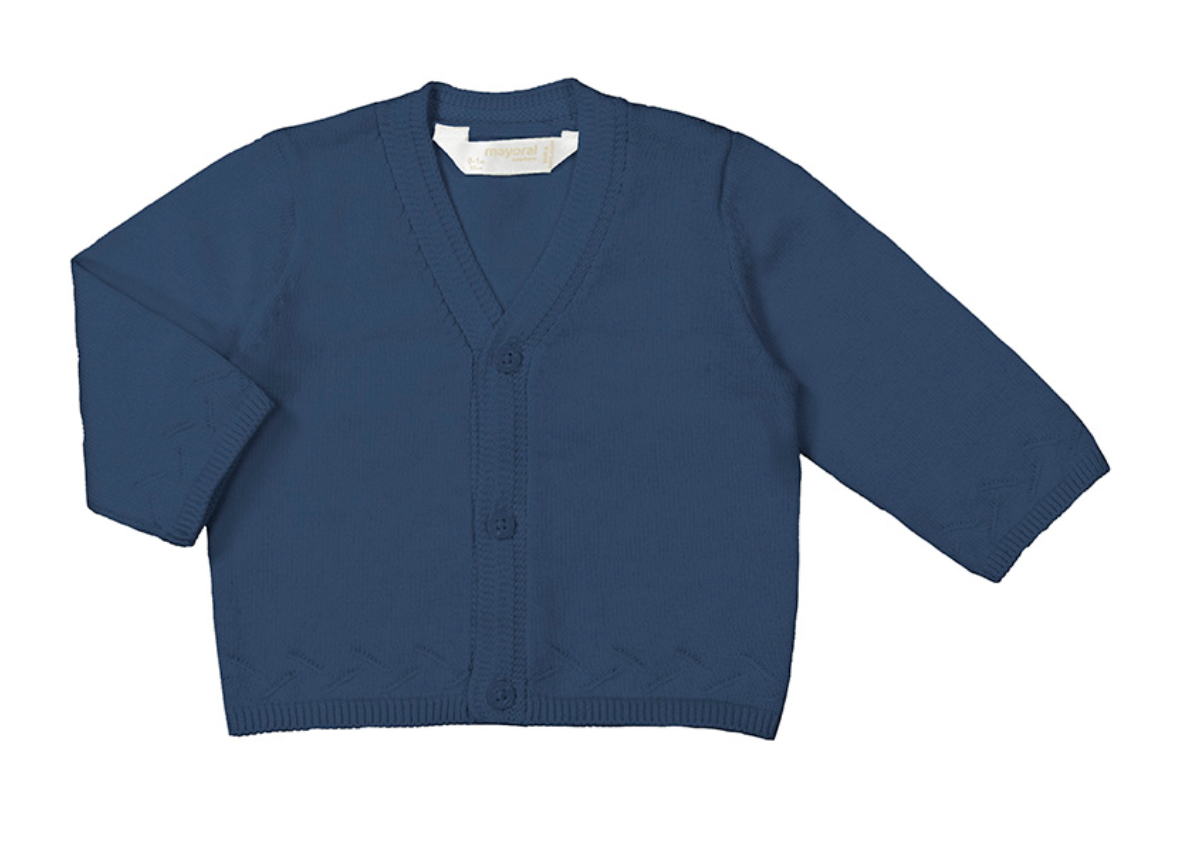 1379 Blue V-Neck Knit Cardigan
