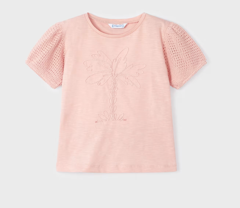 3085 Pink S/S Palm Tree Tee