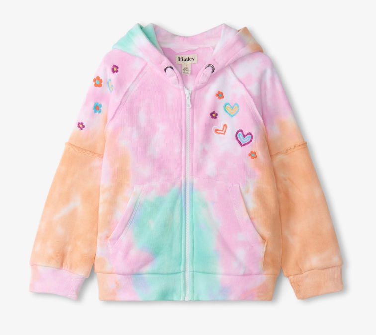 Summer Waves Tie Dye Raw Edged Hoody