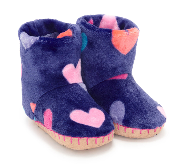 Hearts Fuzzy Fleece Slippers