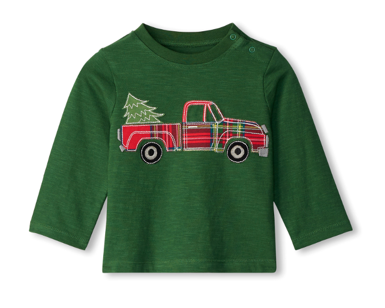Green Plaid Truck L/S Tee