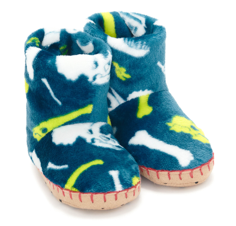 Dino Fossils Fuzzy Fleece Slippers
