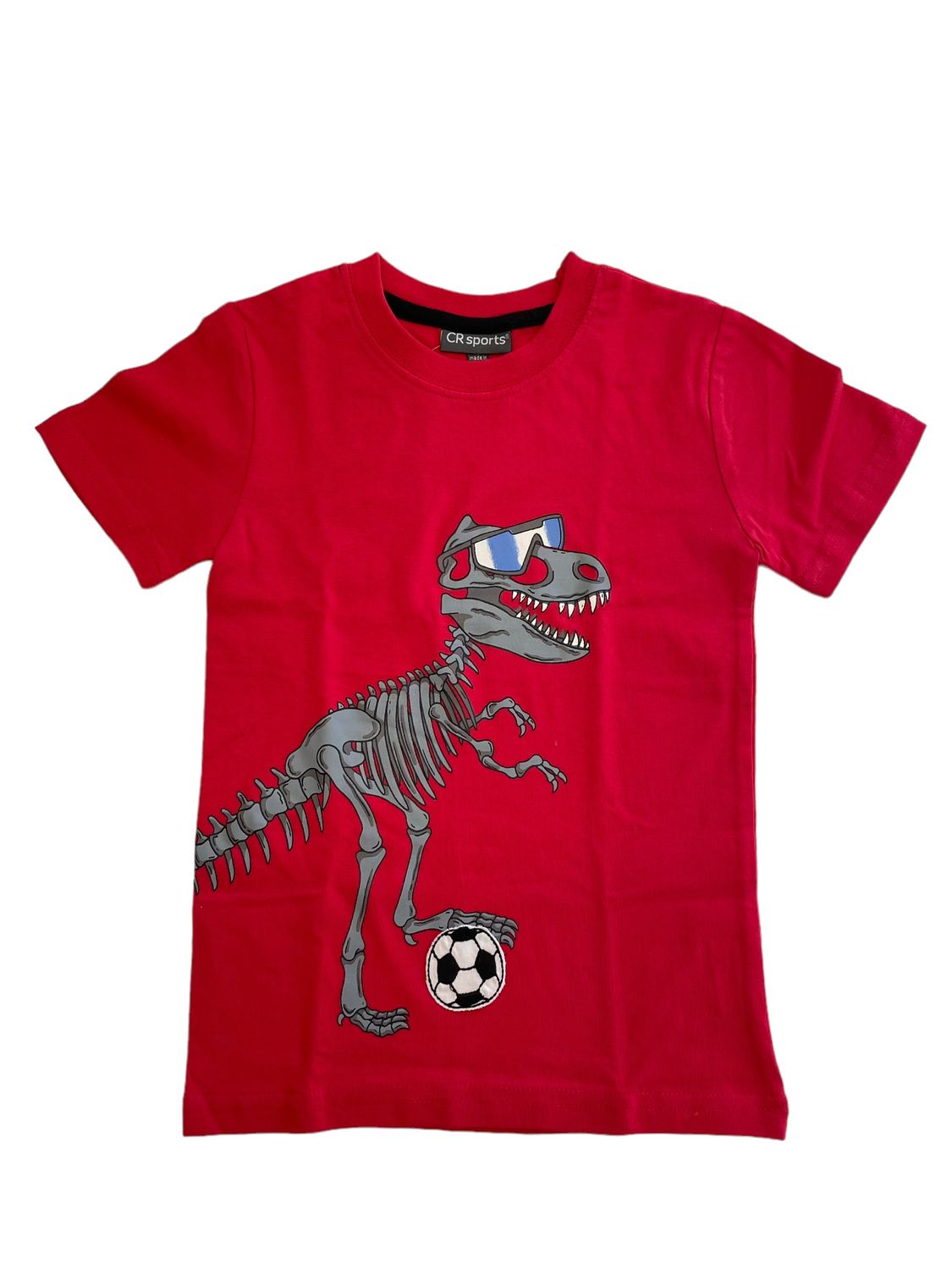 4100 Soccer dino tee red