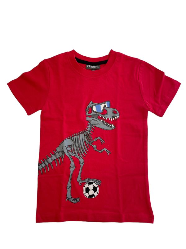 4100 Soccer dino tee red