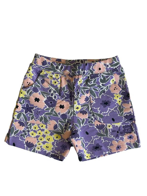 23973 purple flower print shorts
