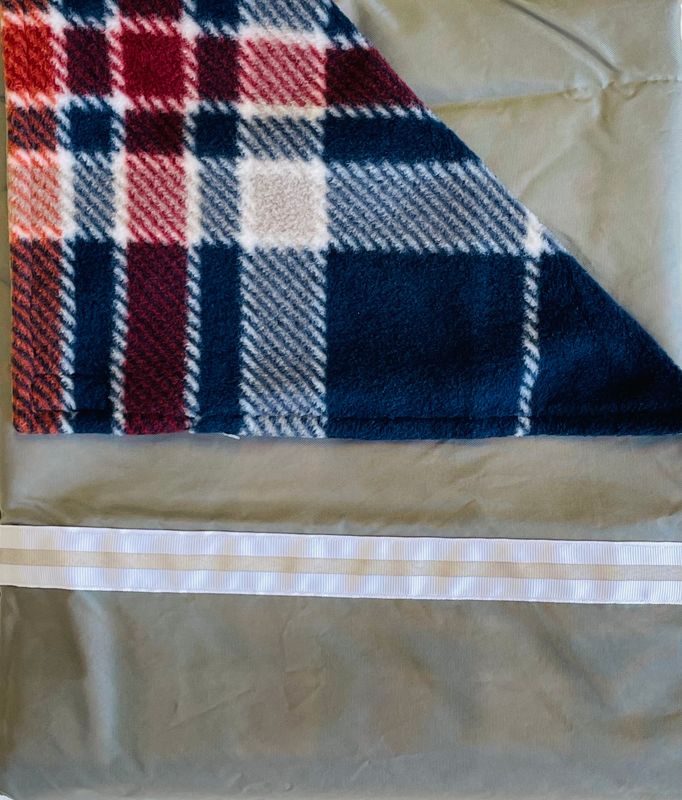 MROB orange and navy plaid on grey