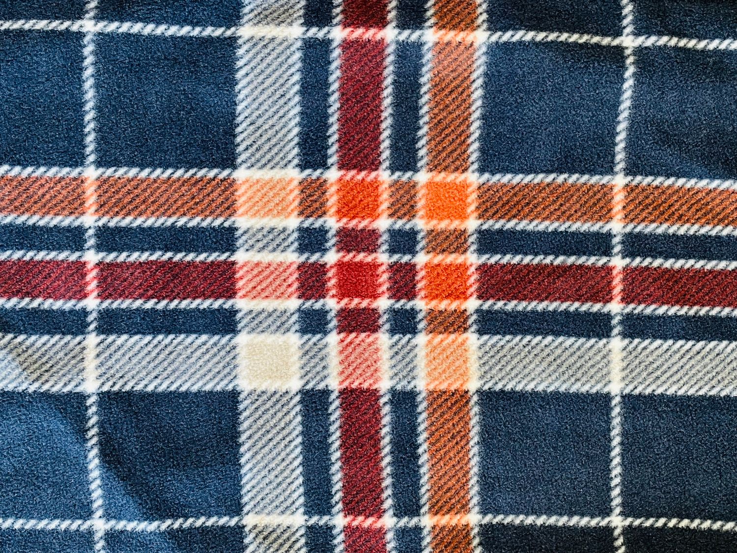 MROB orange and navy plaid on grey