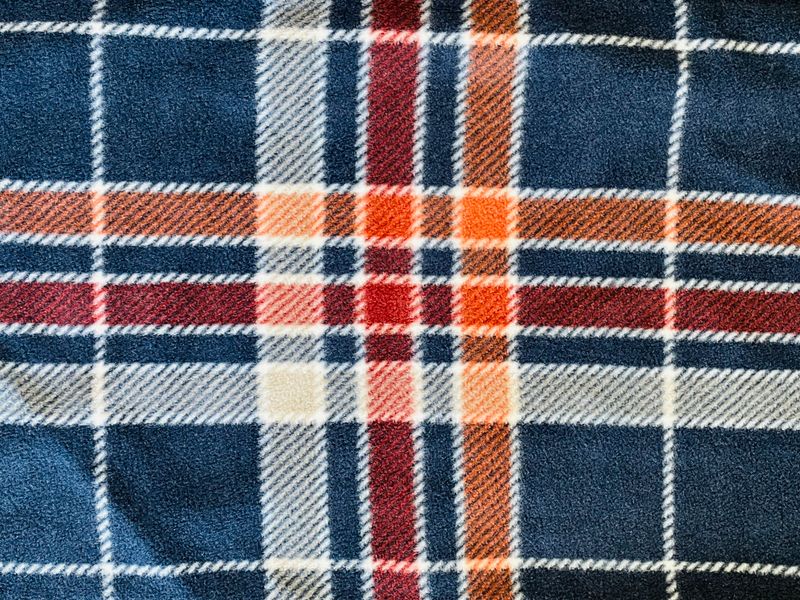 MROB orange and navy plaid on grey