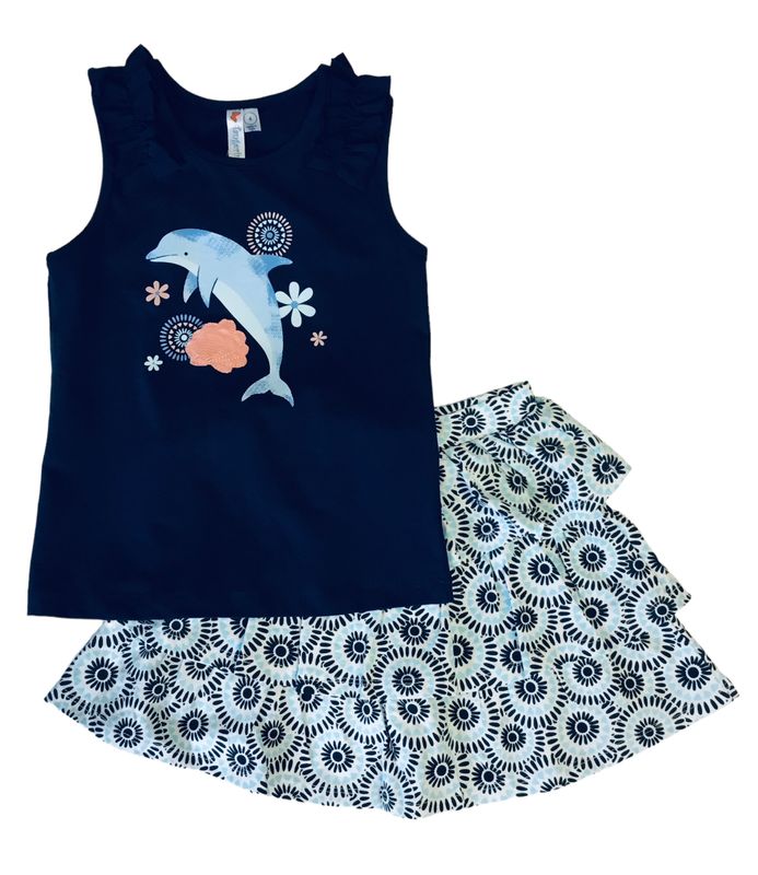 DolphinTank w/circle print skort