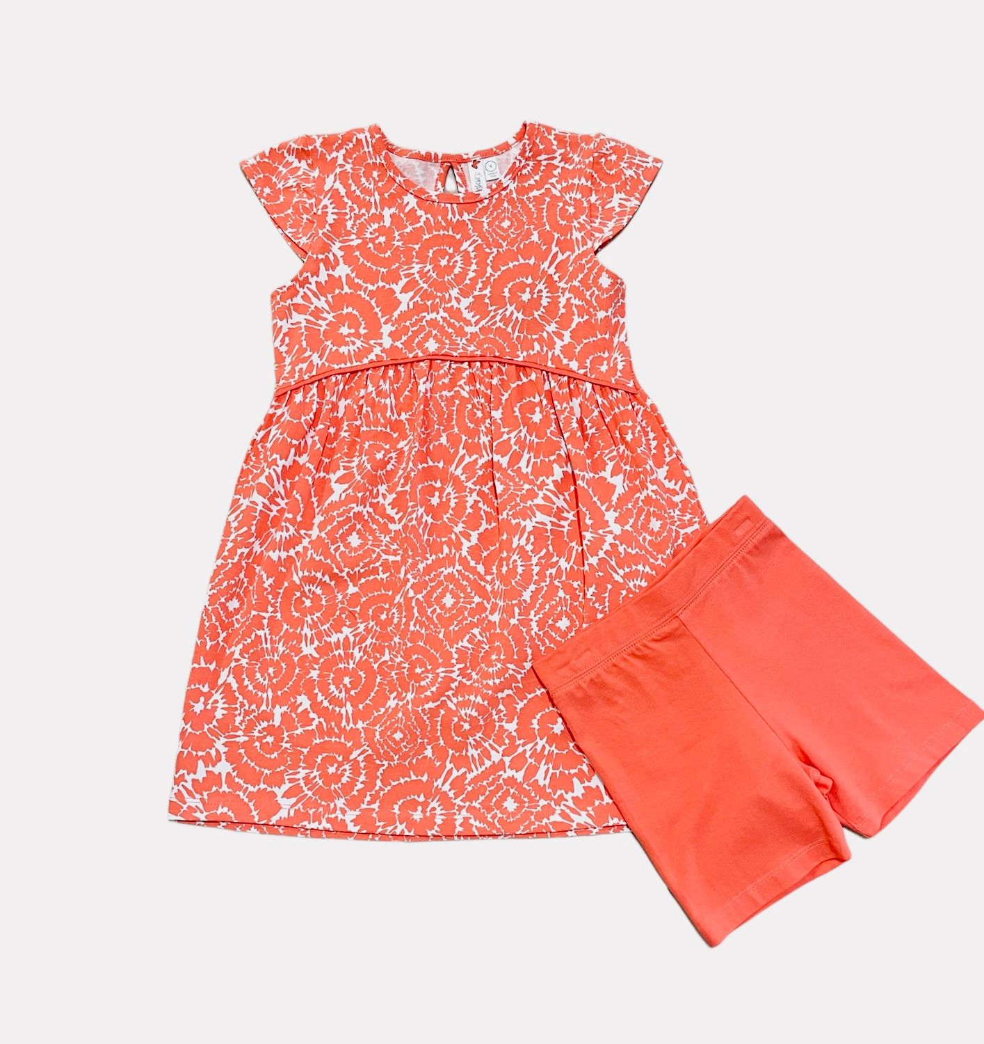 Hot Coral swirl tunic w/short set