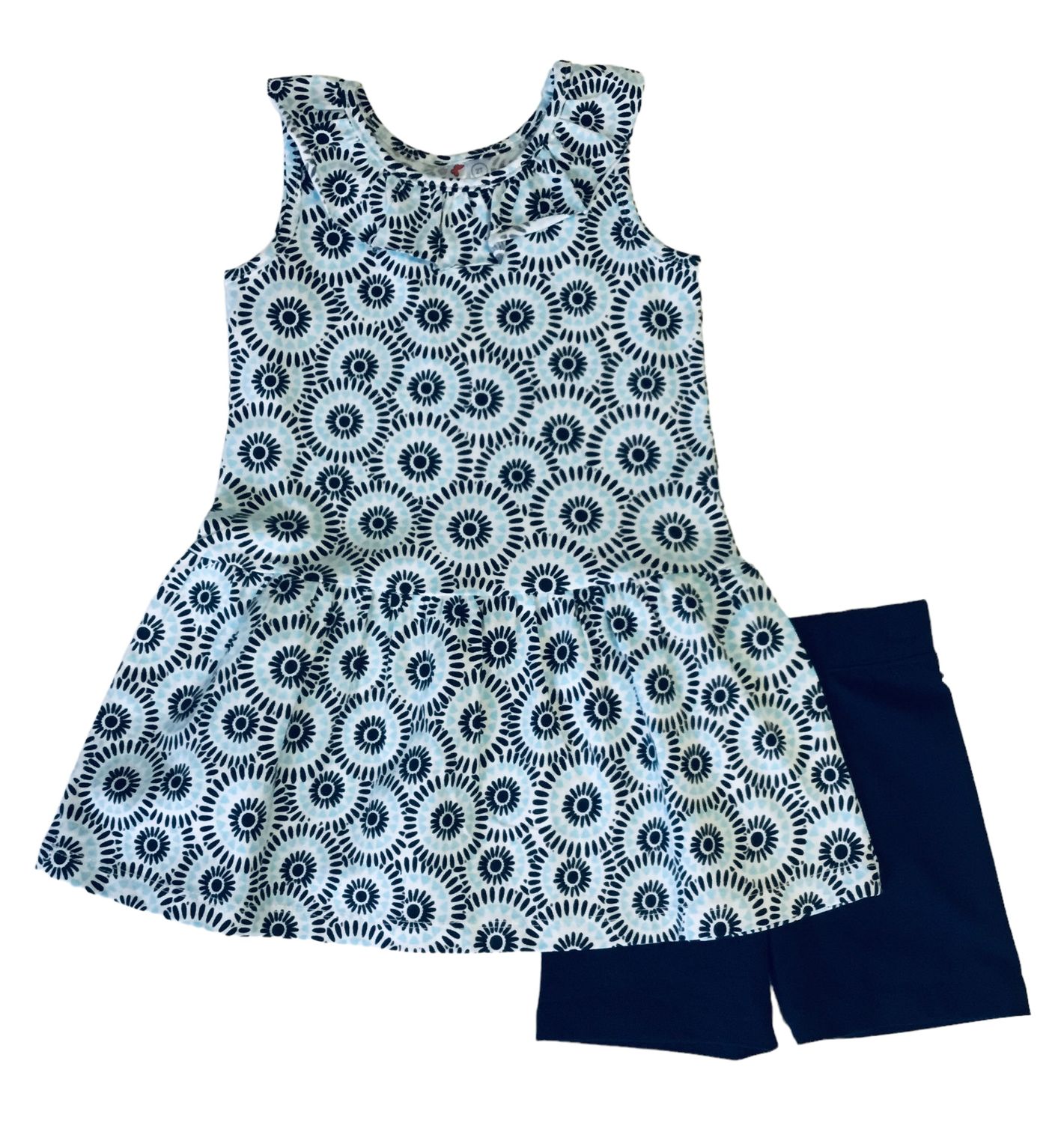 navy circle tunic/short set