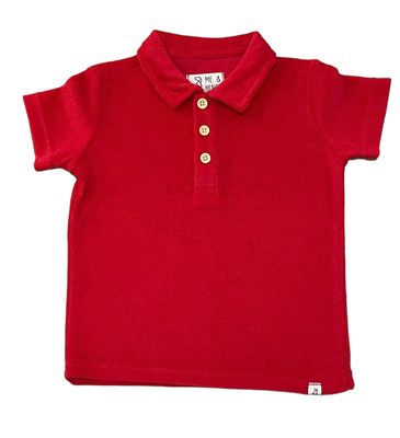 Red towelling polo