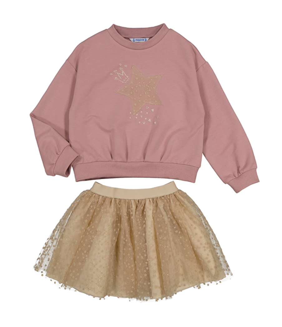 4937 tulle skirt &amp; fleece top set