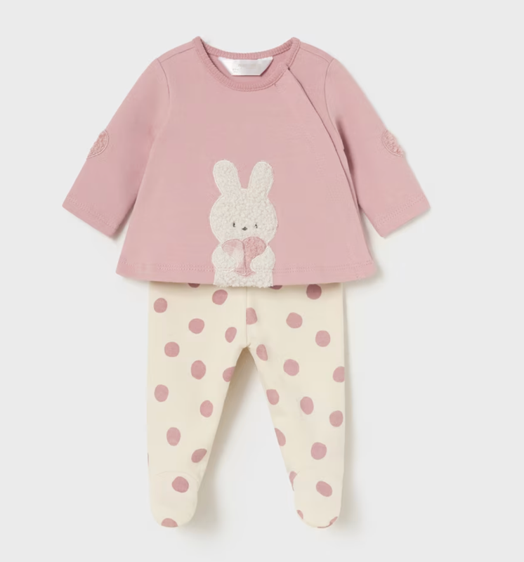 2504 bunny top w/polka dot pant set