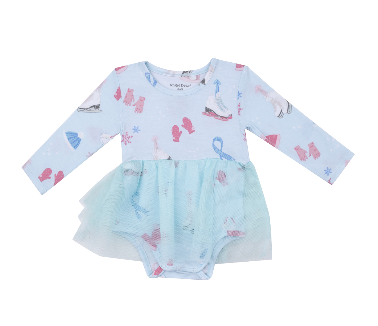 Ice skating bamboo/tulle L/S skirted bodysuit