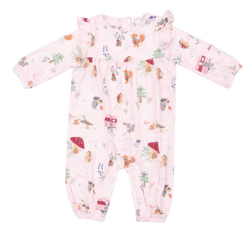 Cute Animal campers ruffle sleeve romper