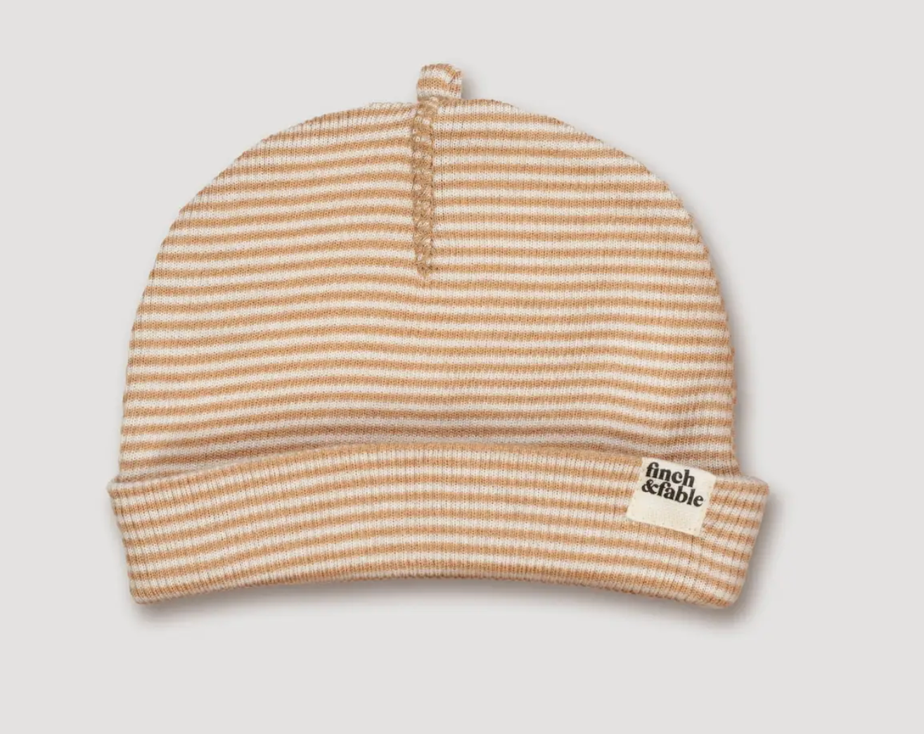 Wool Rib Baby Hat Fawn Stripe