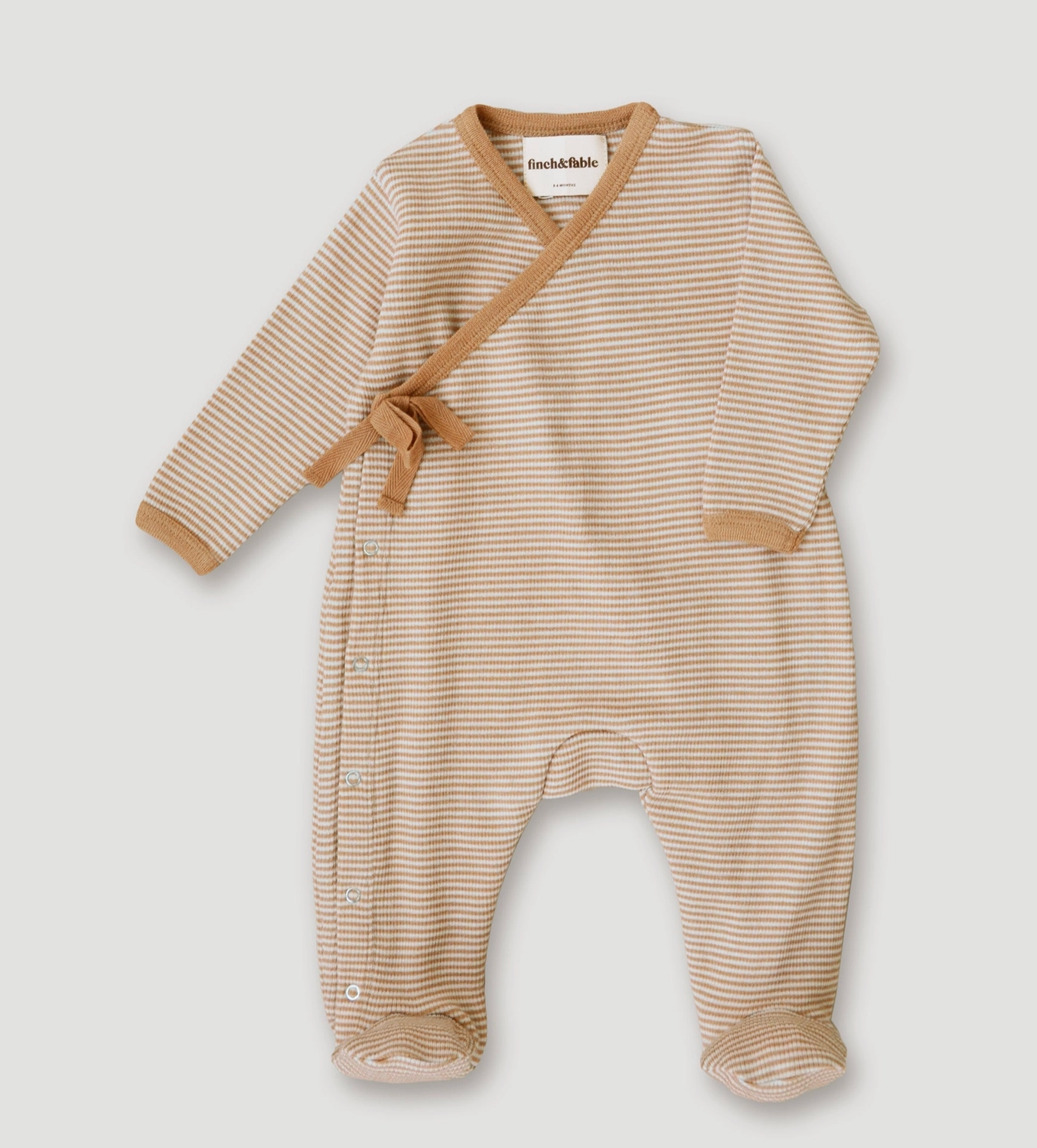 Wool Rib Footie Fawn Stripe