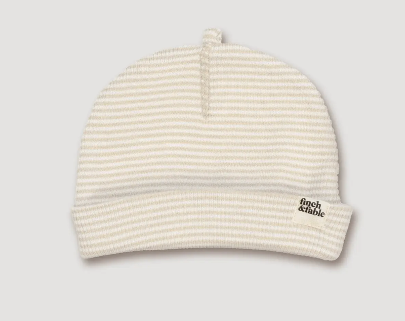 Wool Rib Baby Hat Oat Stripe