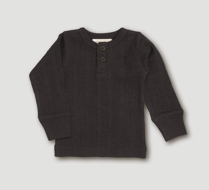 Wool Rib Henley Top Storm