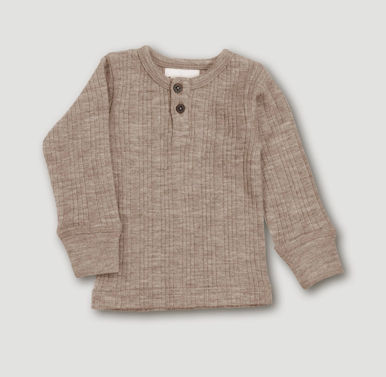 Wool Rib Henley Top Sand