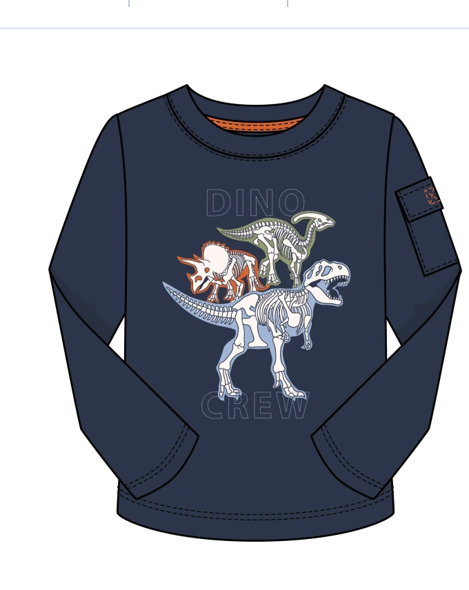 Dino Crew L/S tee Navy